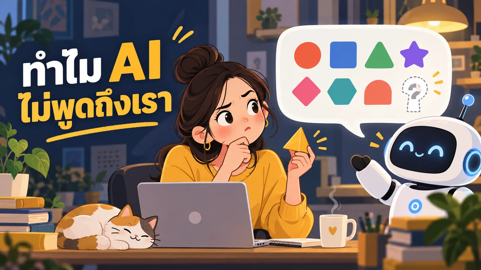 ภาพการ์ตูนประกอบบทความ แบรนด์ถูกพูดถึงใน ChatGPT: ทำไม AI ไม่พูดถึงเรา