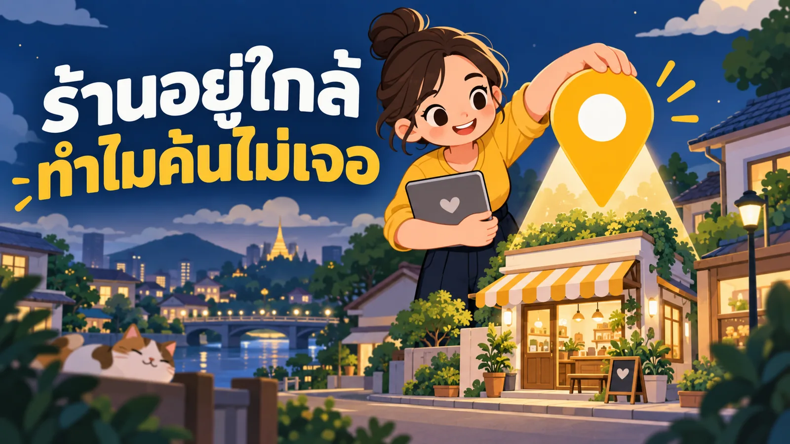ภาพการ์ตูนประกอบบทความ Local SEO คืออะไร: ร้านอยู่ใกล้ทำไมค้นไม่เจอ