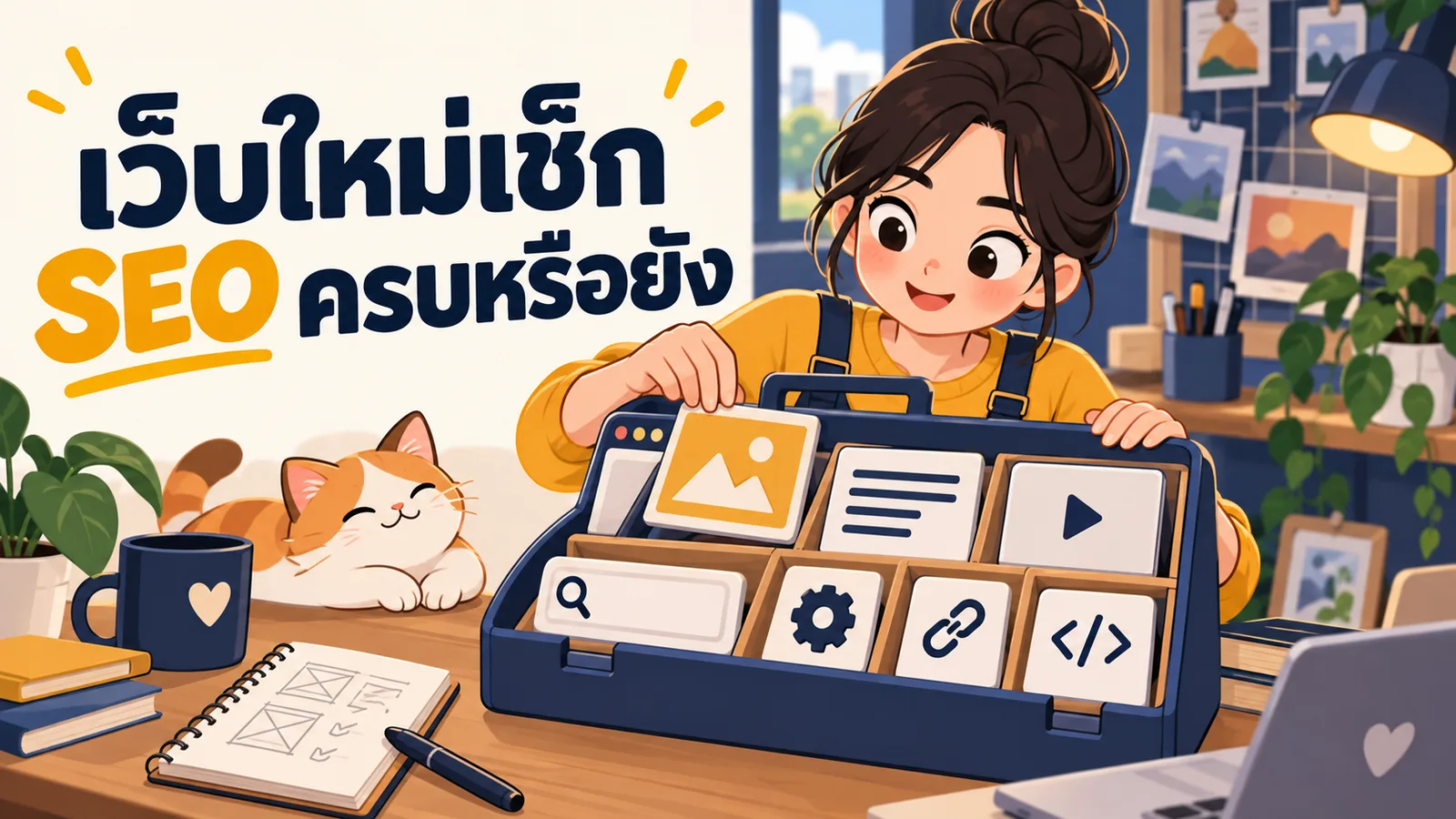 ภาพการ์ตูนประกอบบทความ On-Page SEO Checklist: เว็บใหม่เช็ก SEO ครบหรือยัง
